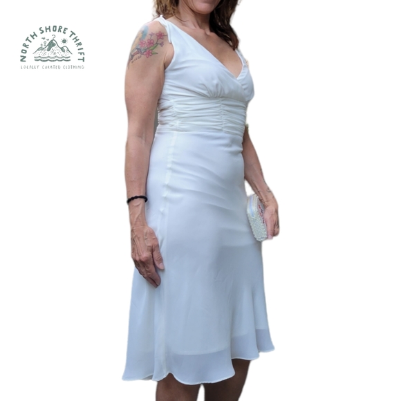 Vintage White Cocktail Dress Tie Strap - Picture 2 of 11